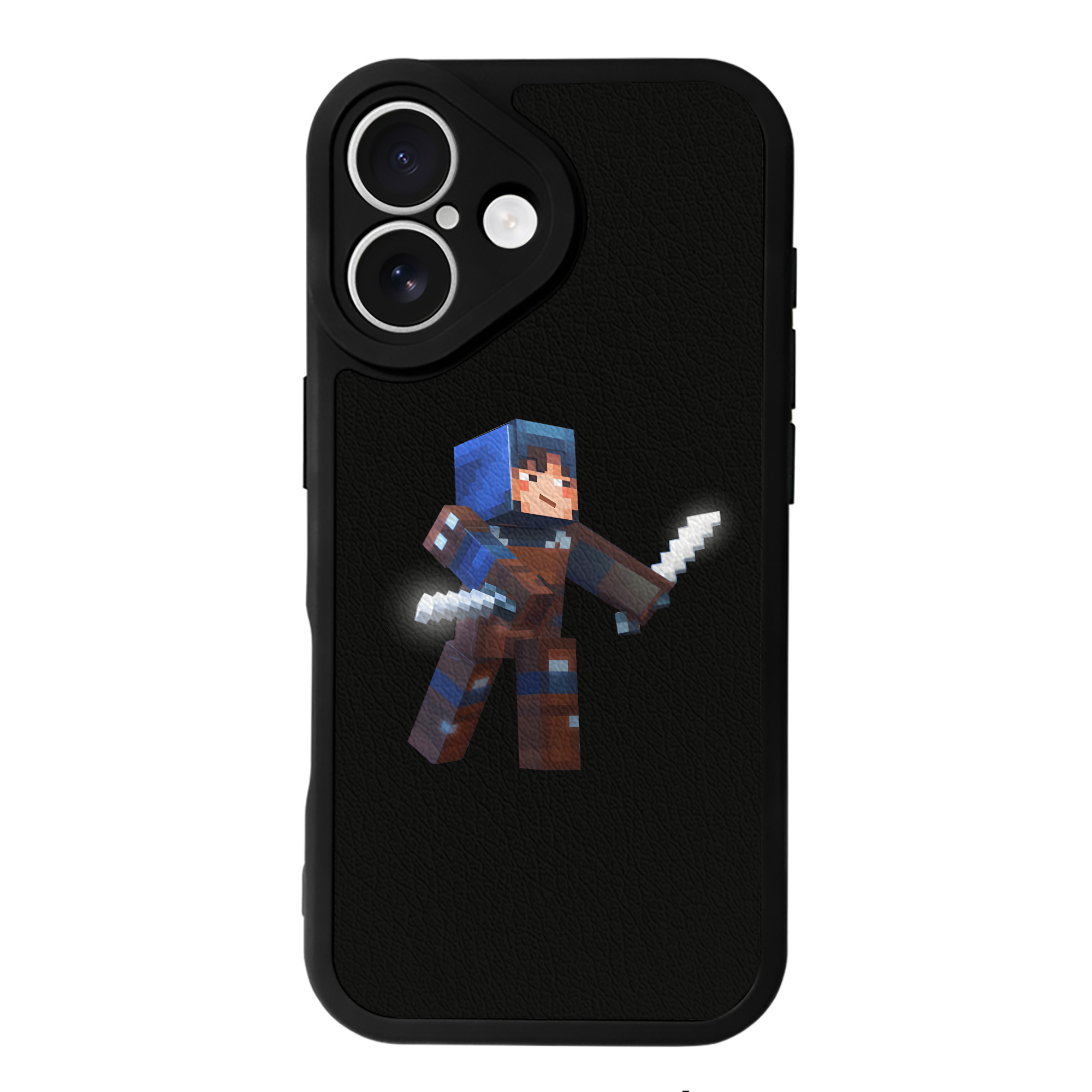 （画像用） マインクラフト ブロックの世界 Minecraft MC Block world 【iPhone 16シリーズ対応】シリコンスマホケース（レザー調） 材質：シリコン